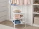 Corner Standing Coat Rack with 3 Shoe Shelves, Metal, White