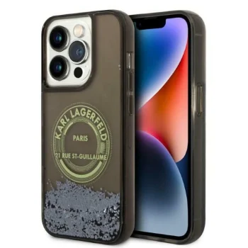 Karl Lagerfeld Liquid Glitter RSG Case for iPhone 14 Pro, Black