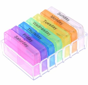 7-Day pill organizer, multicolored