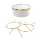 Ceramic pet bowls with stand for cats and dogs 2x300ml, white and gold