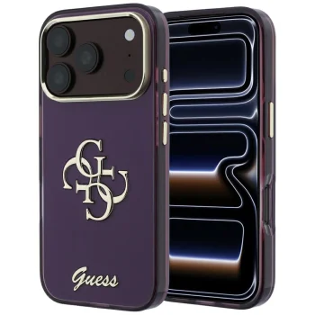 Guess IML 4G Script Metal Case for iPhone 17 Pro / 18 Pro, Burgundy