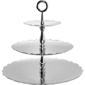 Alessi Dressed MW52/3 3-Tier Etagere Three-Dish Stand, 35 x 31 cm, Silver