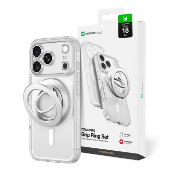 AmazingThing Titan Pro Lens Ring Set Case for iPhone 18 Pro, MagSafe, Clear