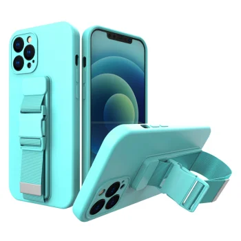 Rope Case Gel Case with Lanyard for iPhone 12 Pro, Light Blue
