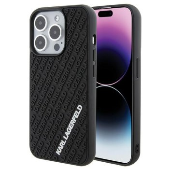 Apple iPhone 15 Pro 6.1'' Karl Lagerfeld 3D Rubber Multi Logo Cover Case, Black