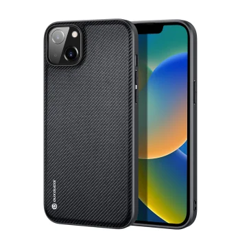 Dėklas Dux Ducis Fino telefonui iPhone 14 Plus su nailono danga, juodas