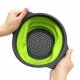 Foldable Kitchen Silicone Colander Collapsible Fruit Vegetable Washing Basket Strainer, Set of 2 pcs, Blue
