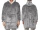 Warm Oversized Hoodie Blanket, Thick 2-in-1 Wearable Sweatshirt, Grey