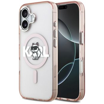 Karl Lagerfeld IML Choupette Sketch Logo MagSafe Case for iPhone 17, Pink