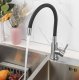 Kitchen Faucet with Flexible Spout, 8×56 cm, Black/Silver
