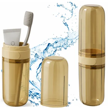Travel Case for Toothbrush and Toothpaste, Yellow