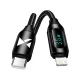 Wozinsky WUCLC1 USB-C to Lightning Cable with LED Display, 36W, 1m, Black