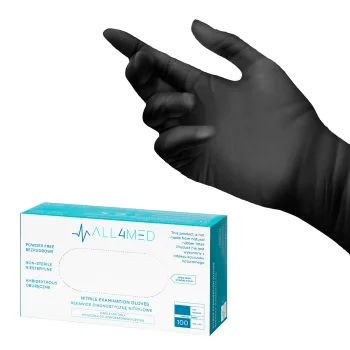 All4Med Disposable Nitrile Diagnostic Gloves, Black, Size L, 100 pcs