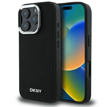 DKNY iPhone 16 Pro Max Case Plain Silver Logo MagSafe, Black