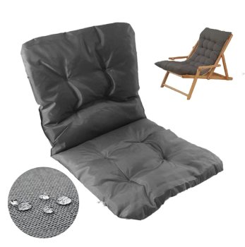 Comfortable garden chair cushion with ties, grey