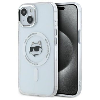 Karl Lagerfeld IML Metal Choupette Head MagSafe Case for iPhone 15, White