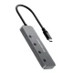 Wozinsky WHS080YSS 4-Port USB-A 3.0 Aluminum Hub with Switches and USB-C Cable, Gray