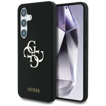 Guess Silicone Big 4G Logo Bottom Script Case for Samsung Galaxy S25 - Black
