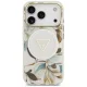 Guess IML Glitter Flowers Triangle MagSafe Case for iPhone 17 Pro / 18 Pro - White