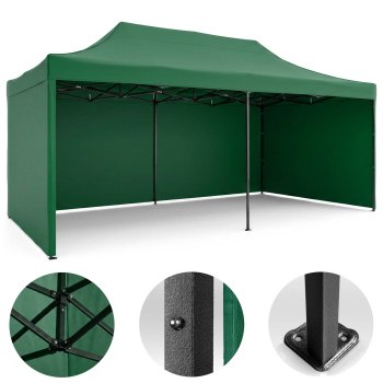 Plonos Garden Pavilion with 3 Walls 3x6m Green
