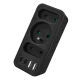 Power Socket Adapter Maclean MCE248 F/B 3 Outlets, 2x USB-A, 2x USB-C PD 20W, Black
