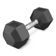 4Fizjo HEX Steel Dumbbell with Rubber Coating, 10 kg, Black