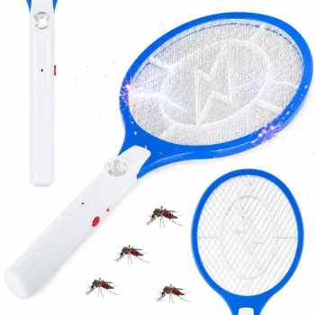 Electric Fly Swatter with LED Light for Insects, Mosquitoes and Flies