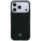 Mercedes Leather Semi Wrap Wood Effect MagSafe Case for iPhone 17/18 Pro Max - Black
