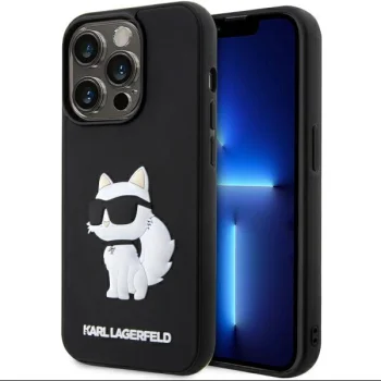 Karl Lagerfeld iPhone 14 Pro Case 3D Rubber Choupette, Black