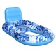 Inflatable Floating Lounge Chair with Backrest and 2 Cup Holders, Blue/White
