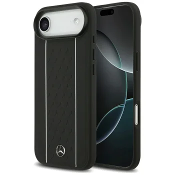 Mercedes Leather Star Pattern Stripes MagSafe Case for iPhone Air Black