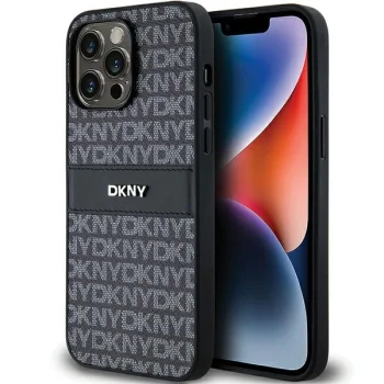 DKNY iPhone 14 Pro Max Case Mono Stripe & Metal Logo, Black