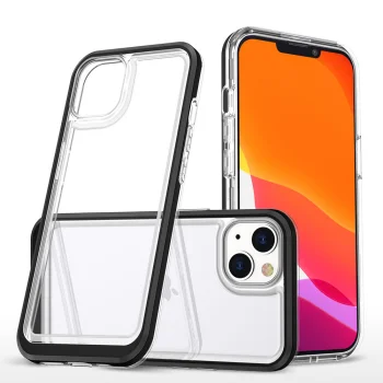 Skaidrus dėklas iPhone 14 Clear 3in1 su juodu rėmeliu