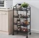 ModernHome 4-Tier Metal Rolling Utility Cart with Storage Baskets, Black