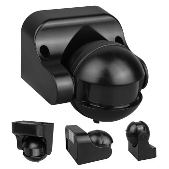 Maclean MCE358 B/B PIR Motion Sensor, IP44, 12m, Black