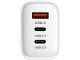65W USB C Wall Charger with 3 Ports USB-A USB-C, Fast Power Adapter, white