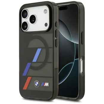 BMW M IML Metal Buttons Tricolor Lines MagSafe Case for iPhone 17 Pro Max, Black