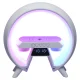 RGB Bedside Lamp with Wireless Charger, Bluetooth Speaker and Alarm Clock, White
