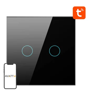 Smart Light Switch Avatto ZTS02-EU-B2 ZigBee 2 Way TUYA (Black)