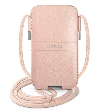 Guess Saffiano Strap 6.1'' Phone Bag - Pink