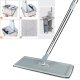 Flat mop with dual-chamber bucket, floor cleaning set