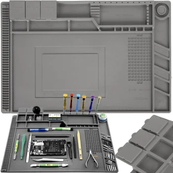 Silicone Soldering Mat with Magnets 30x45 cm, Grey