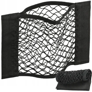 Heavy-Duty Car Trunk Organizer Net with Velcro 25x25 cm, Black