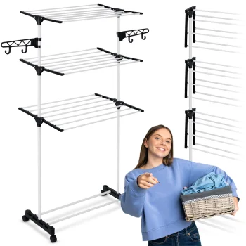 Massido Delia Vertical Clothes Drying Rack, 15 m, White