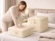 Compression Storage Bag Organizer for Clothes and Bedding 70L, Beige