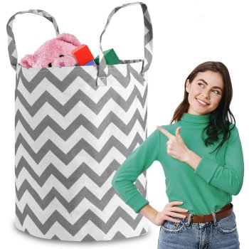 Nukido Large Cotton Toy Storage Basket for Kids Room, Grey