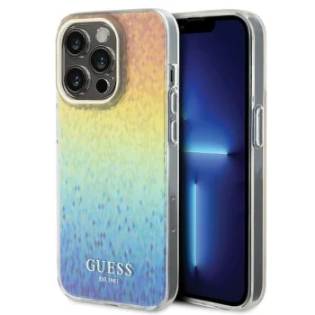 Guess iPhone 15 Pro Case IML Faceted Mirror Disco Iridescent, Multicolour