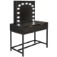 Dressing Table with LED Mirror and Drawers, 13 Bulbs, 143 x 104 x 50 cm, Black