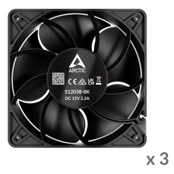 Arctic Gmbh S12038-8K Server Fans, 4-pin, 120mm, 3 pcs