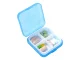Compact Pill and Supplement Organizer Box with 4 Compartments, Blue